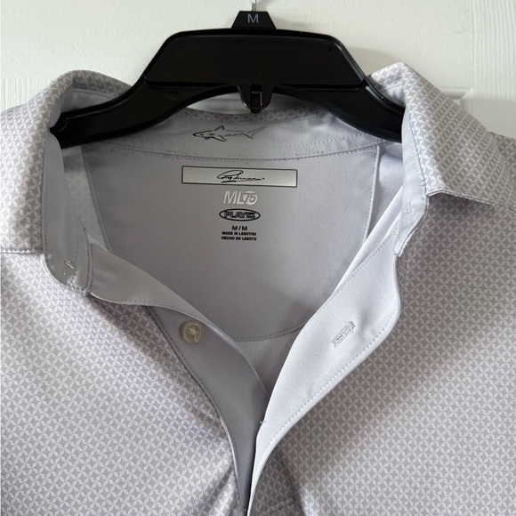 Men's Greg Norman Light Gray Polo Shirt - Picture 2 of 3
